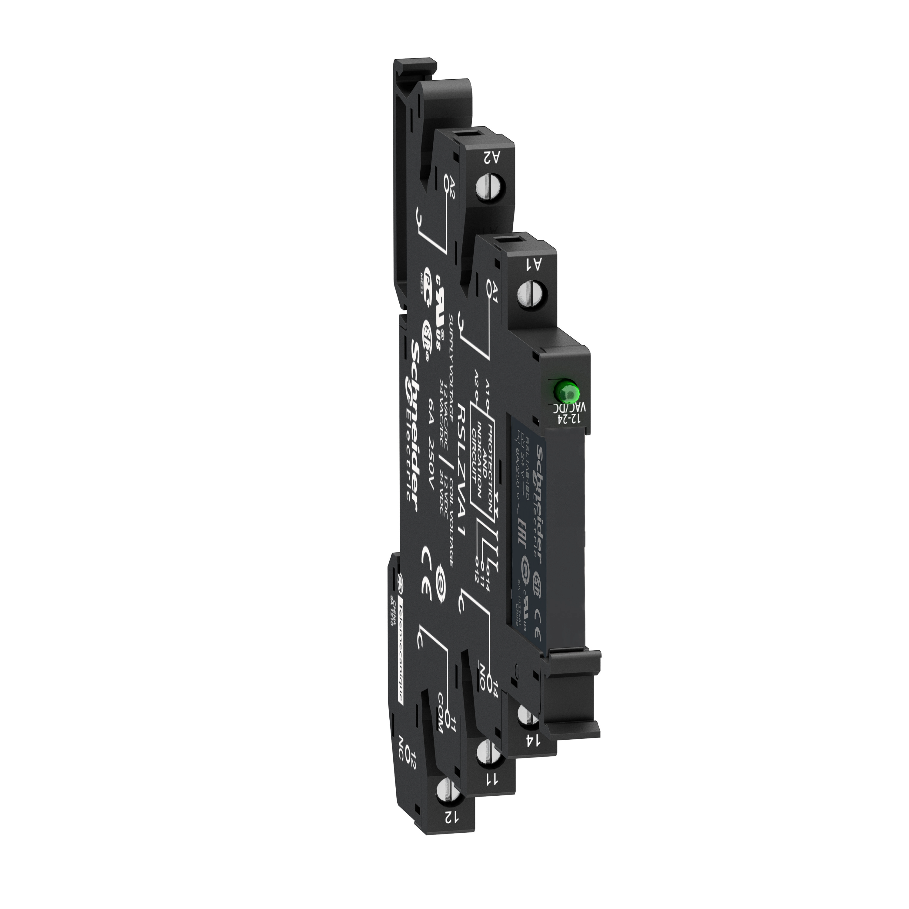 slim interface relay, Harmony Electromechanical Relays,  pre assembled, 6A, 1CO, with LED, screw connec to rs, 48V AC/DC