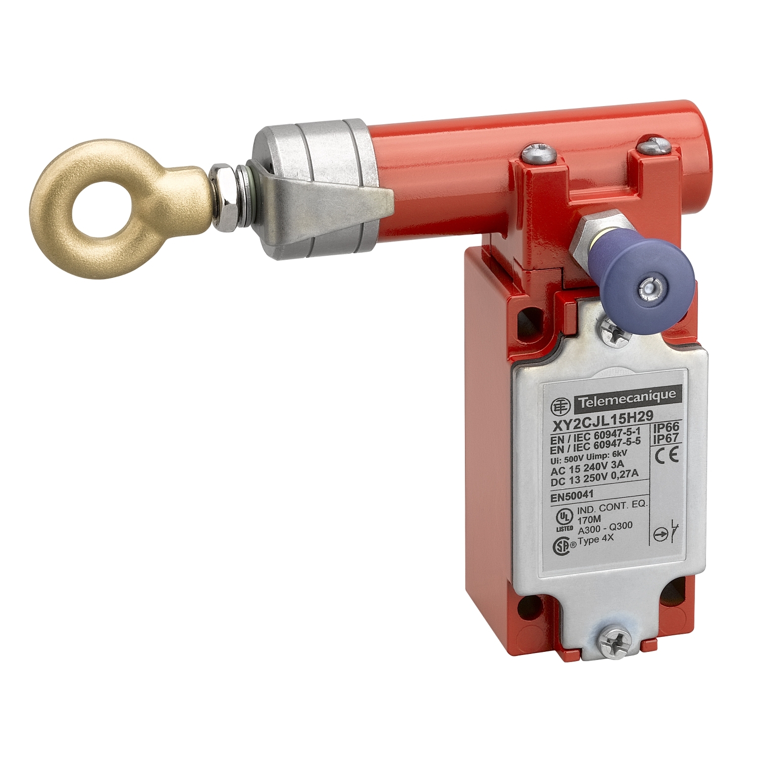 Latching emergency stop rope pull switch, Telemecanique rope pull switches XY2C, e XY2CJ, left side, 1NC+1 NO, ISO M20
