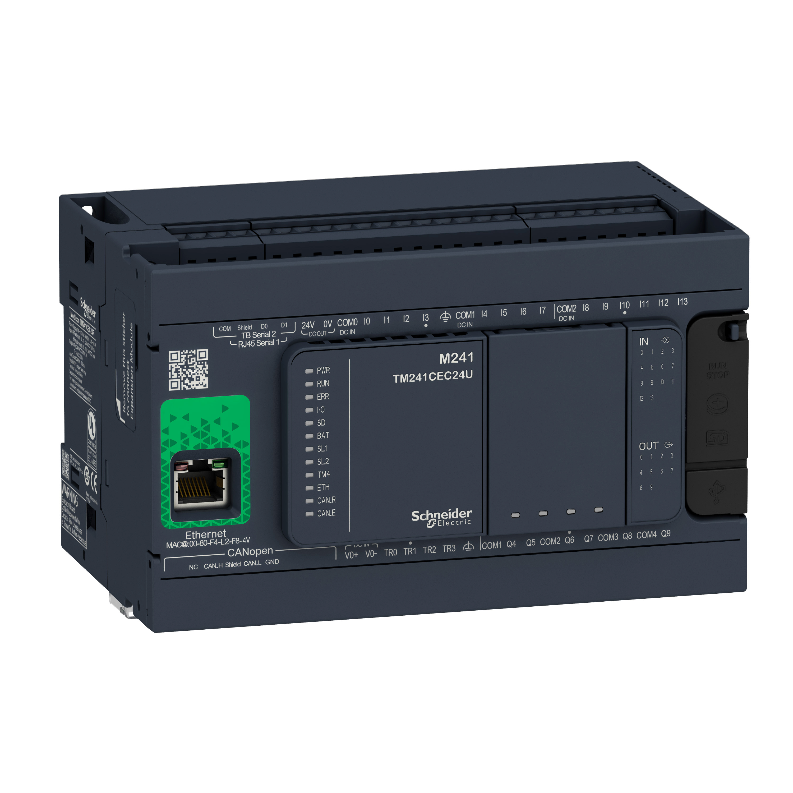logic controller, Modicon M241, 24 IO, relay, Ethernet CAN master
