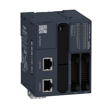 Modicon M221 gépvezérlő PLC, 32 I/O HE10, tranzisztor (source) kimenet, RS232/RS485, RS485, 24 VDC, 