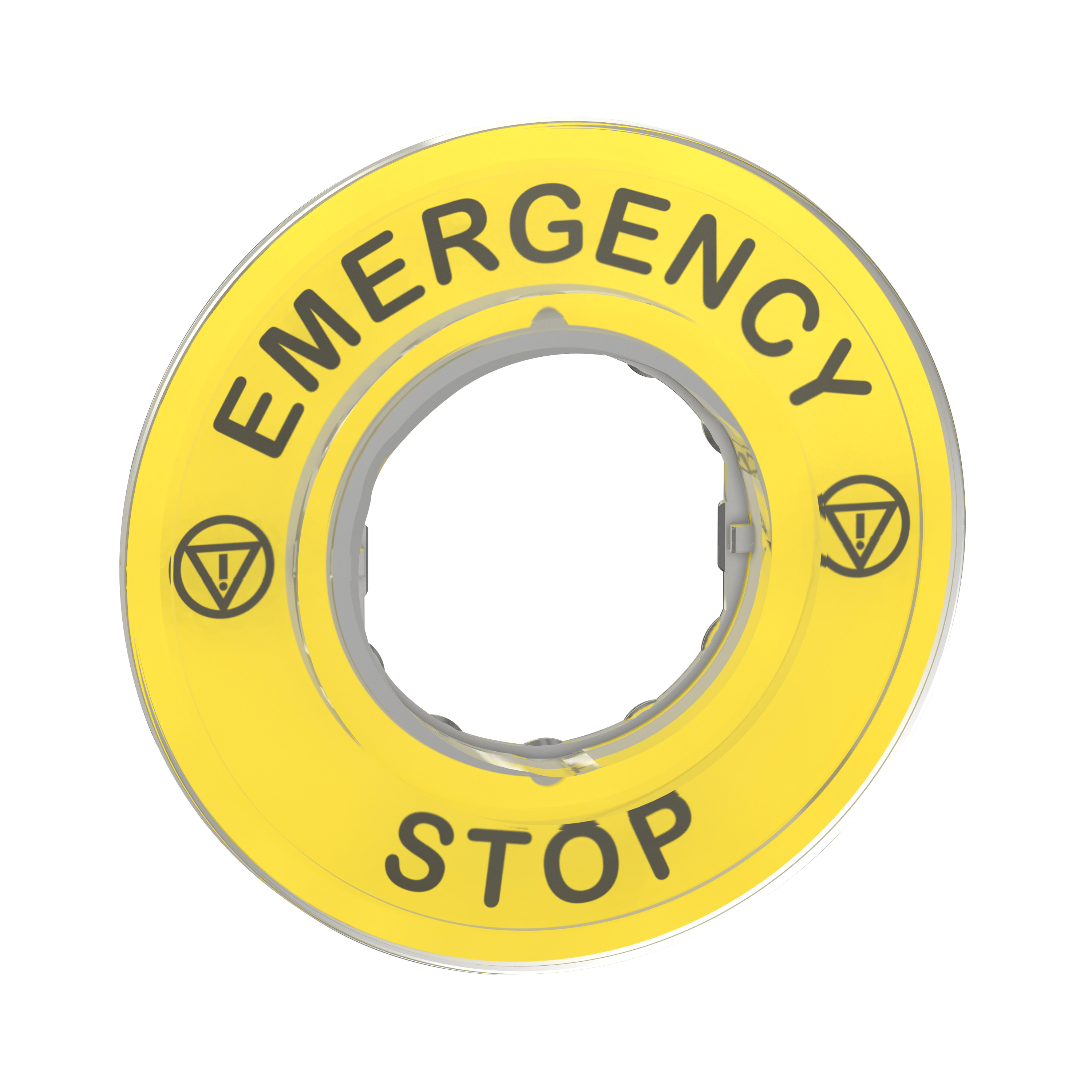 ZBY9320 - Harmony XB4, Legend holder Ø60 for emergency stop, plastic, yellow, marked EMERGENCY