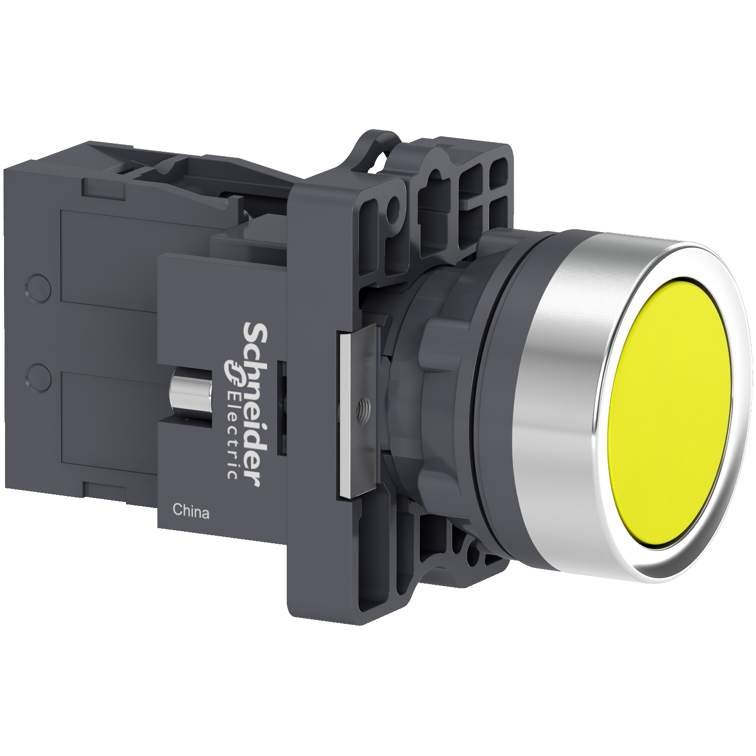 XA2EH051 Schneider Electric Complete push button, Easy Harmony XA2, plastic, flush, yellow, 22mm, push push, unmarked, 1NO