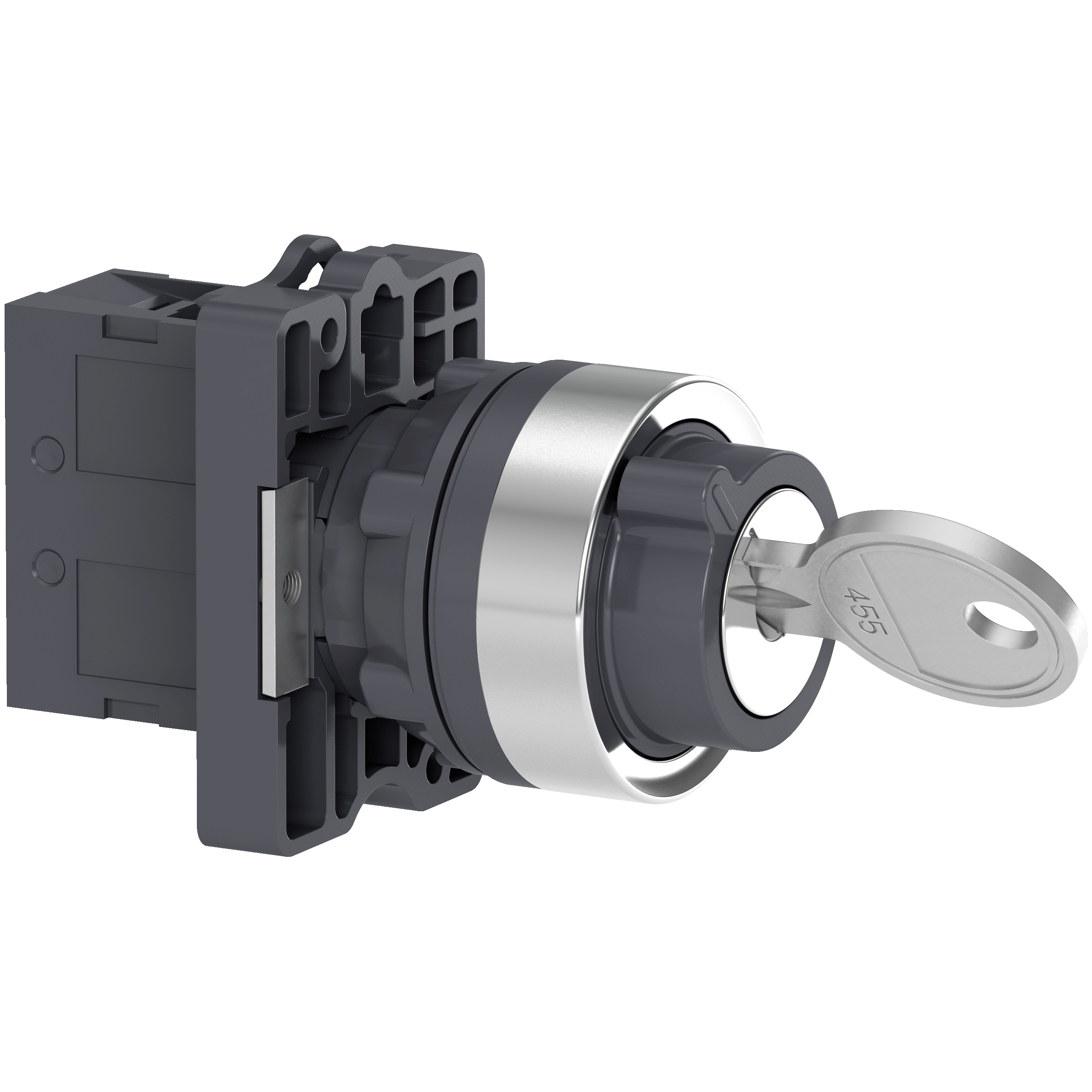 Complete selector switch, Easy Harmony XA2, plastic, black, 22mm, key 455, 2 positions, stay put, 1NO