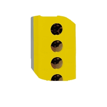 yellow empty enclosure lid with light grey base - 4 cut-outs