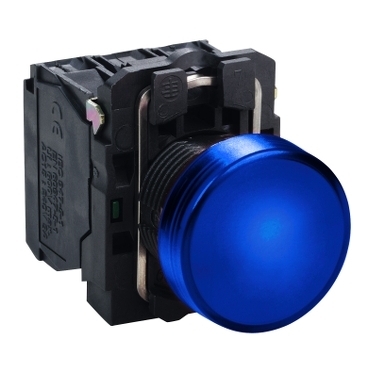 Pilot lights with integral LED with plain lens, colour Blue,Ø 22 mm plastic
