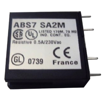 Modicon ABE7 relé, SSR, kimeneti, tekercs 24 VDC, kimenet 24…230VAC, 0,5 A, 10mm ABS7SA2M