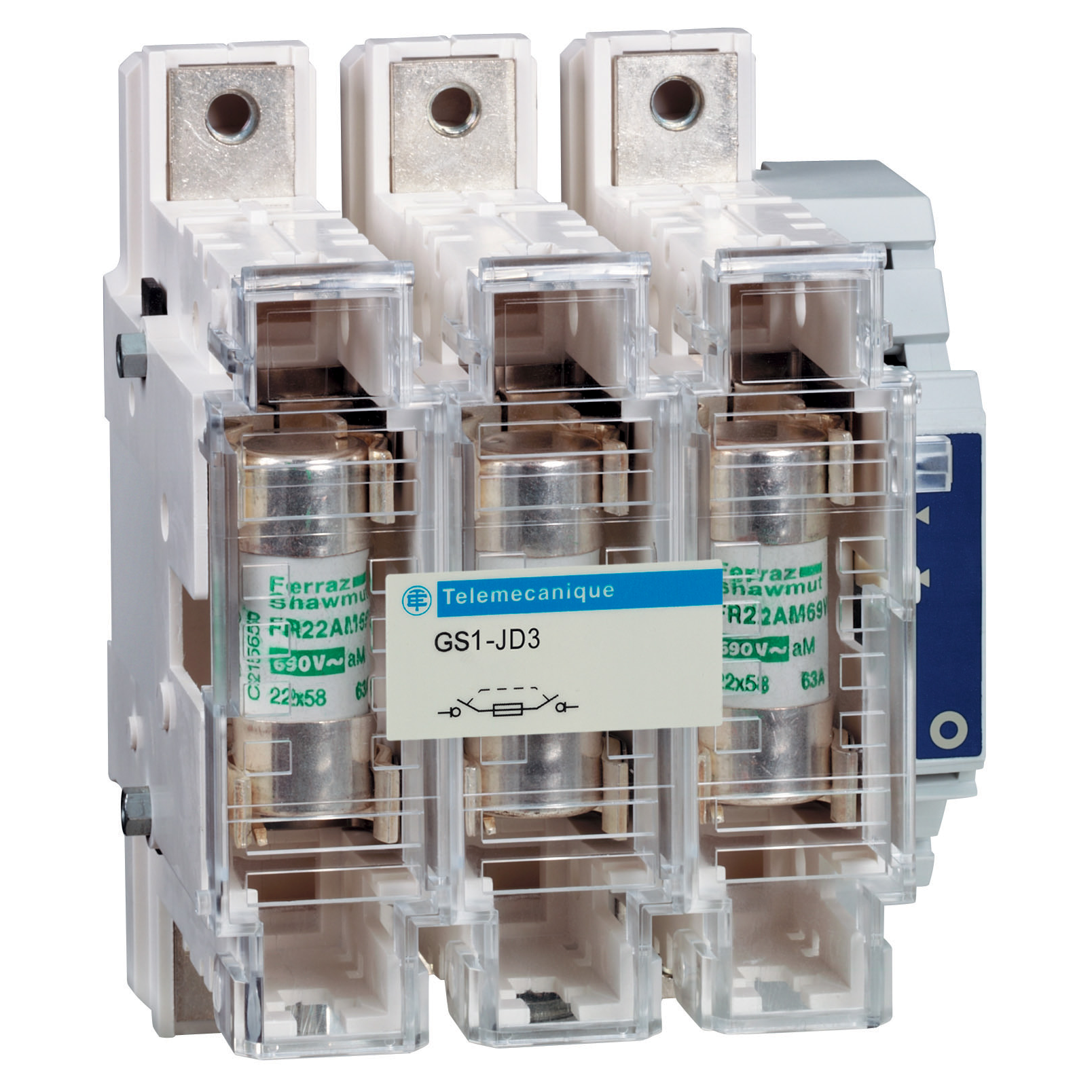 Switch disconnector fuse, TeSys GS, 3P, 3NO, 100A, 9W, fuse type NFC, size 22x58mm