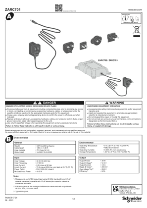 ZARC701 Multi charger power supply, Instruction Sheet