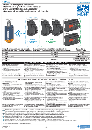 XCMW... Wireless / Batteryless limit switch, Instruction Sheet