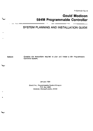 584M Programmable Controller System Planning and Installation