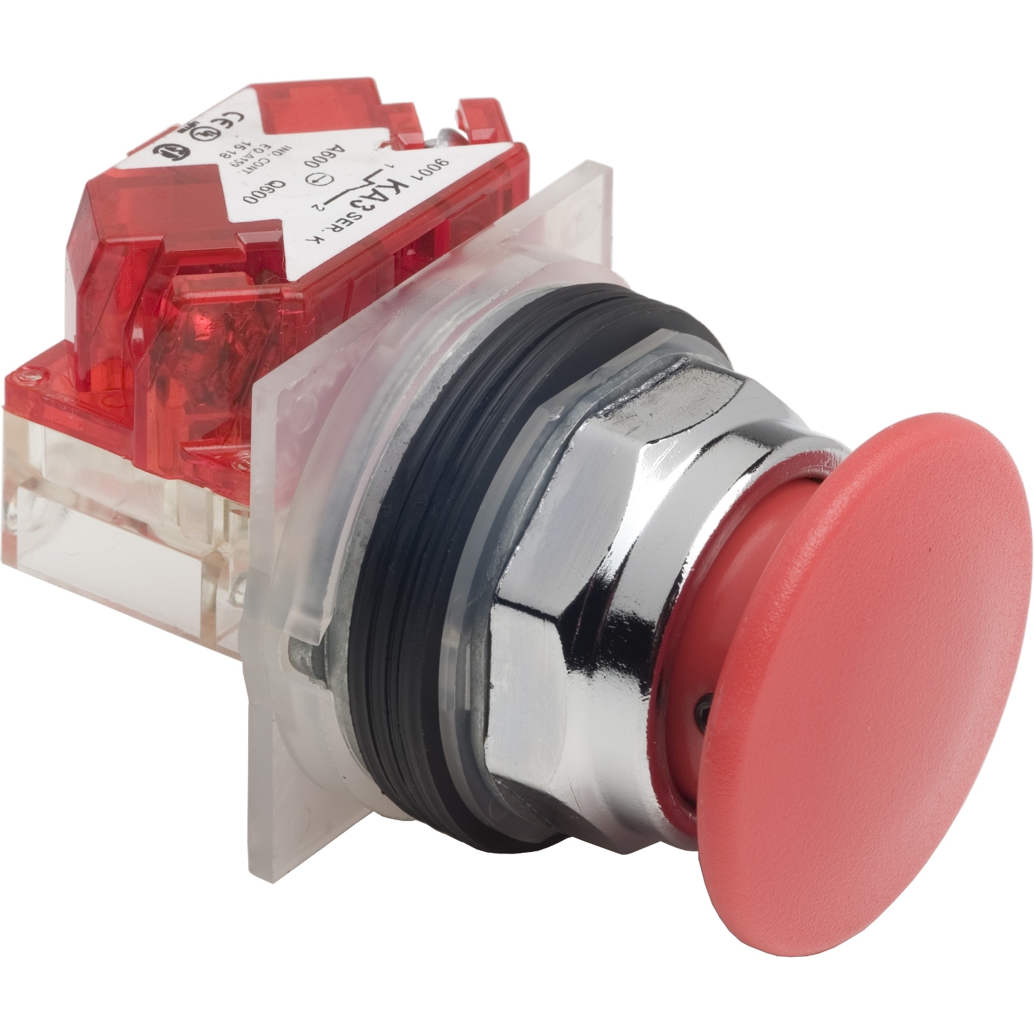 Push-button, Harmony 9001K, metal, mushroom 41mm, red, 30mm, 2 positions, push-pull, 1NC