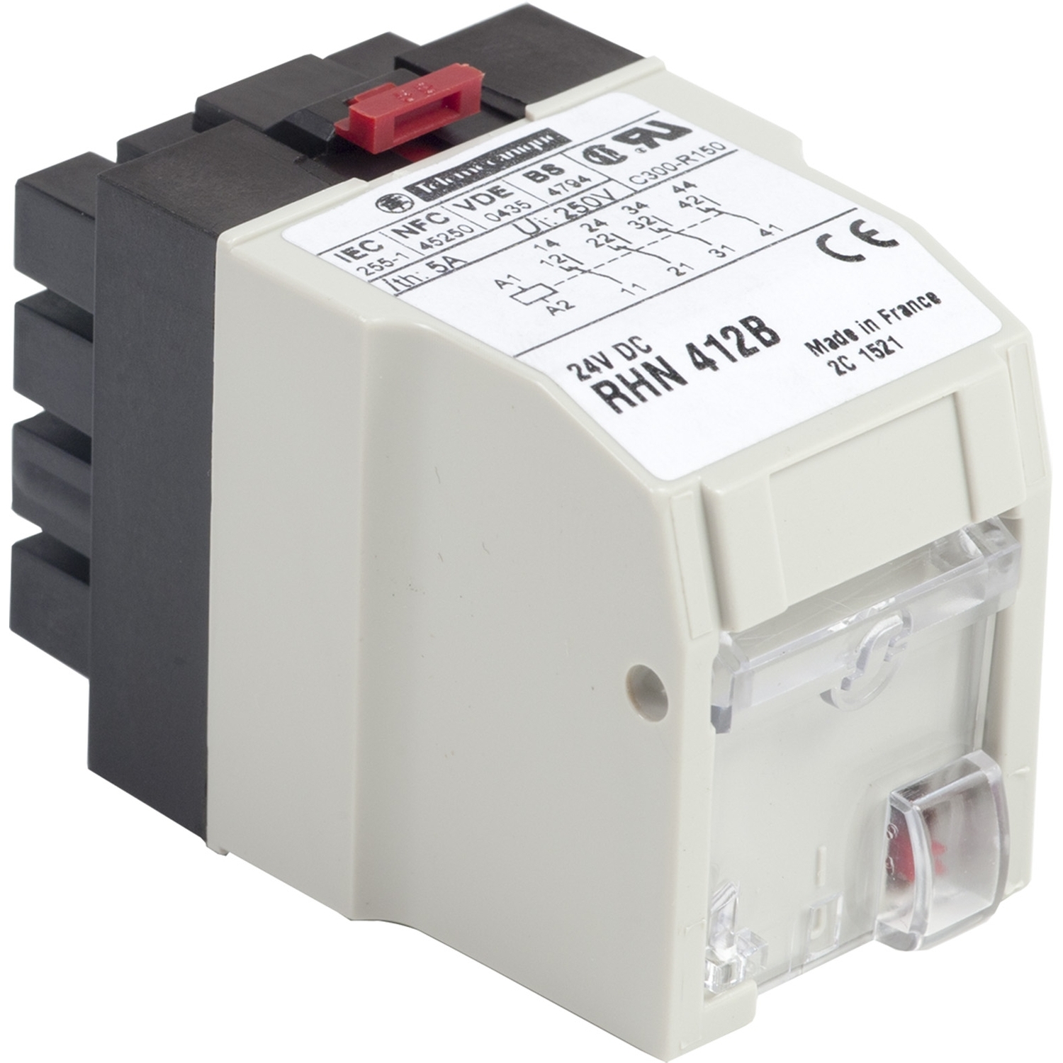 plug-in relay - Zelio RHN - instantaneous - 4 C/O - 24 V DC - 5 A