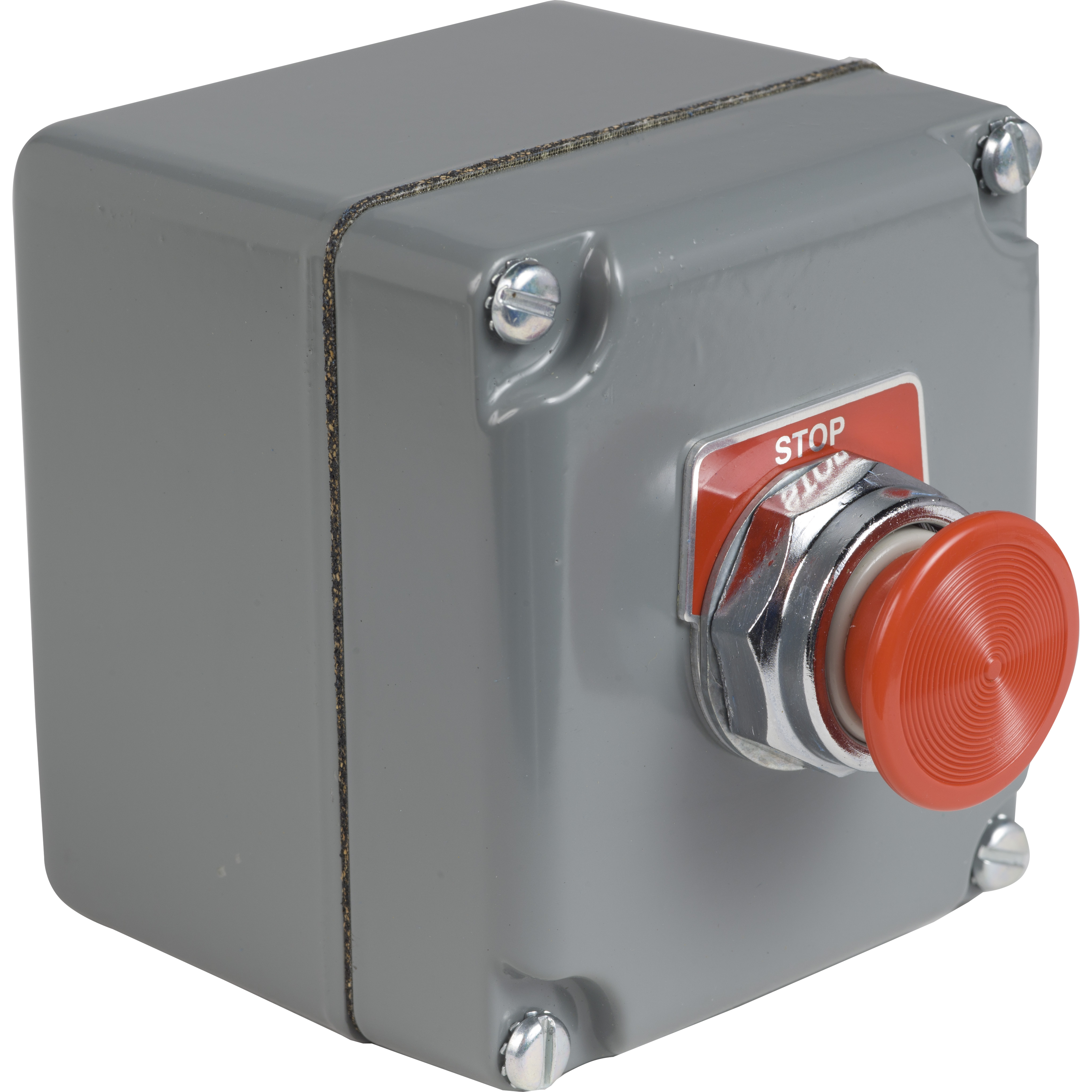 30mm push button, Type K, control station, red momentary mushroom button, 6A inductive at 120VAC, STOP, NEMA 4, 13