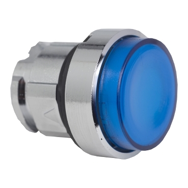 blue projecting illuminated pushbutton head Ø22 spring return for integral LED