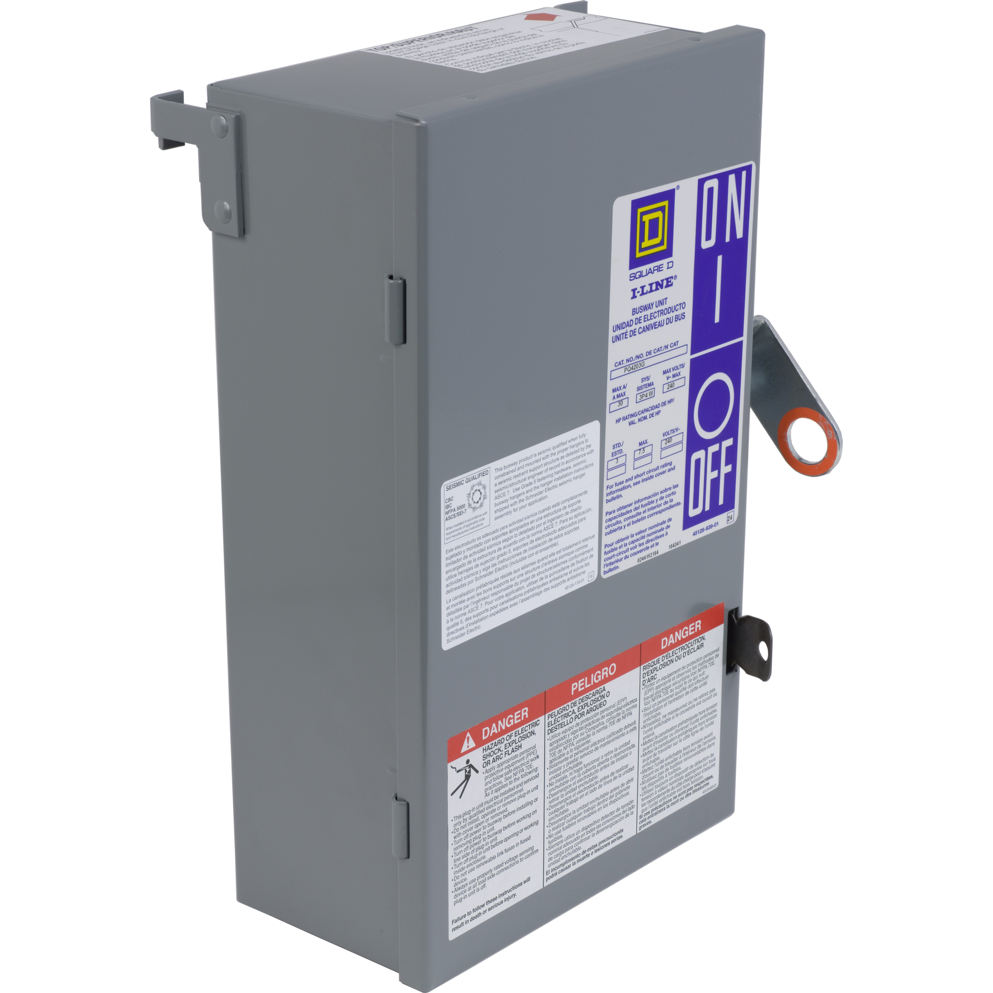 Plug-in unit, I-Line Busway, fusible, 100A, 240VAC, 3 pole, 3 fuse + G, plug in connection, vertical riser only