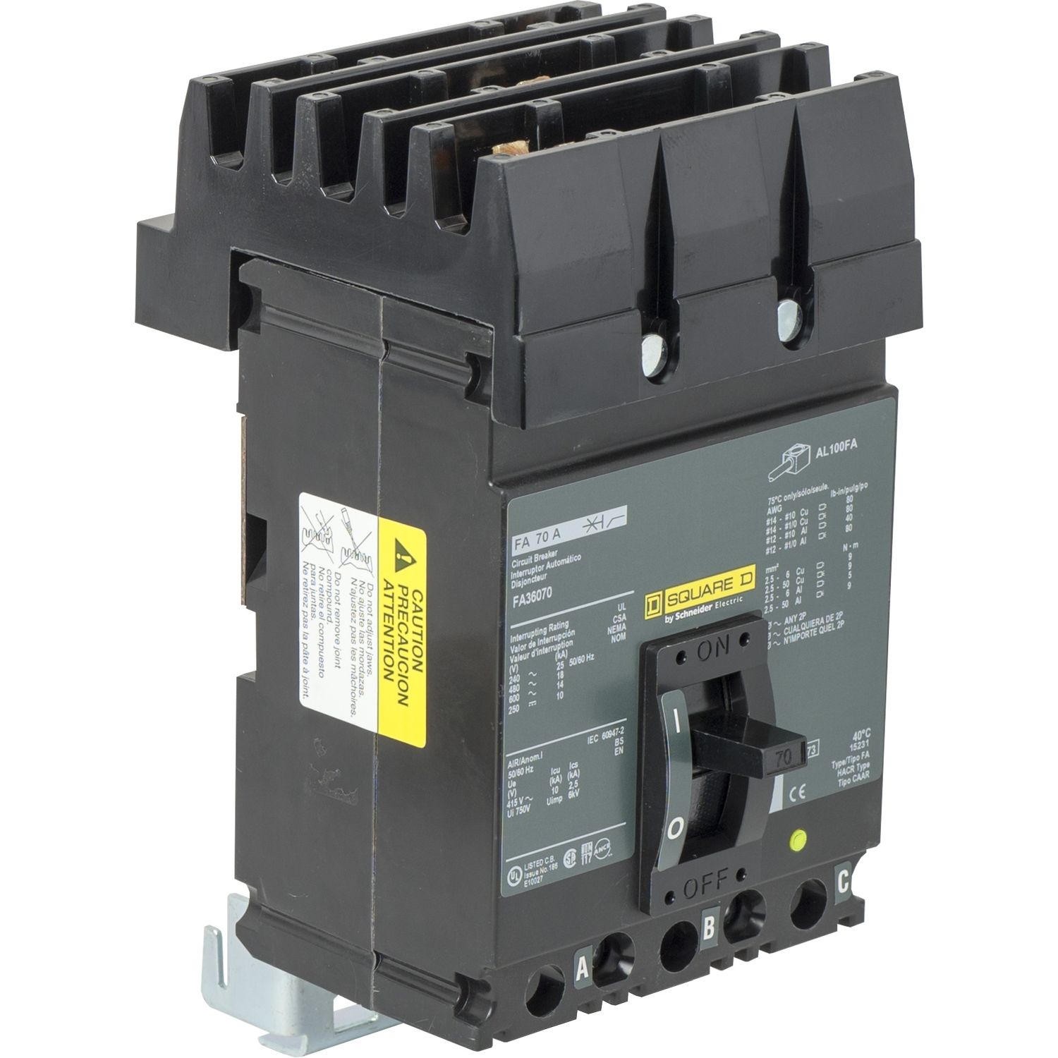 FA36070, Circuit breaker, FA, 600V, 70A, 3 pole