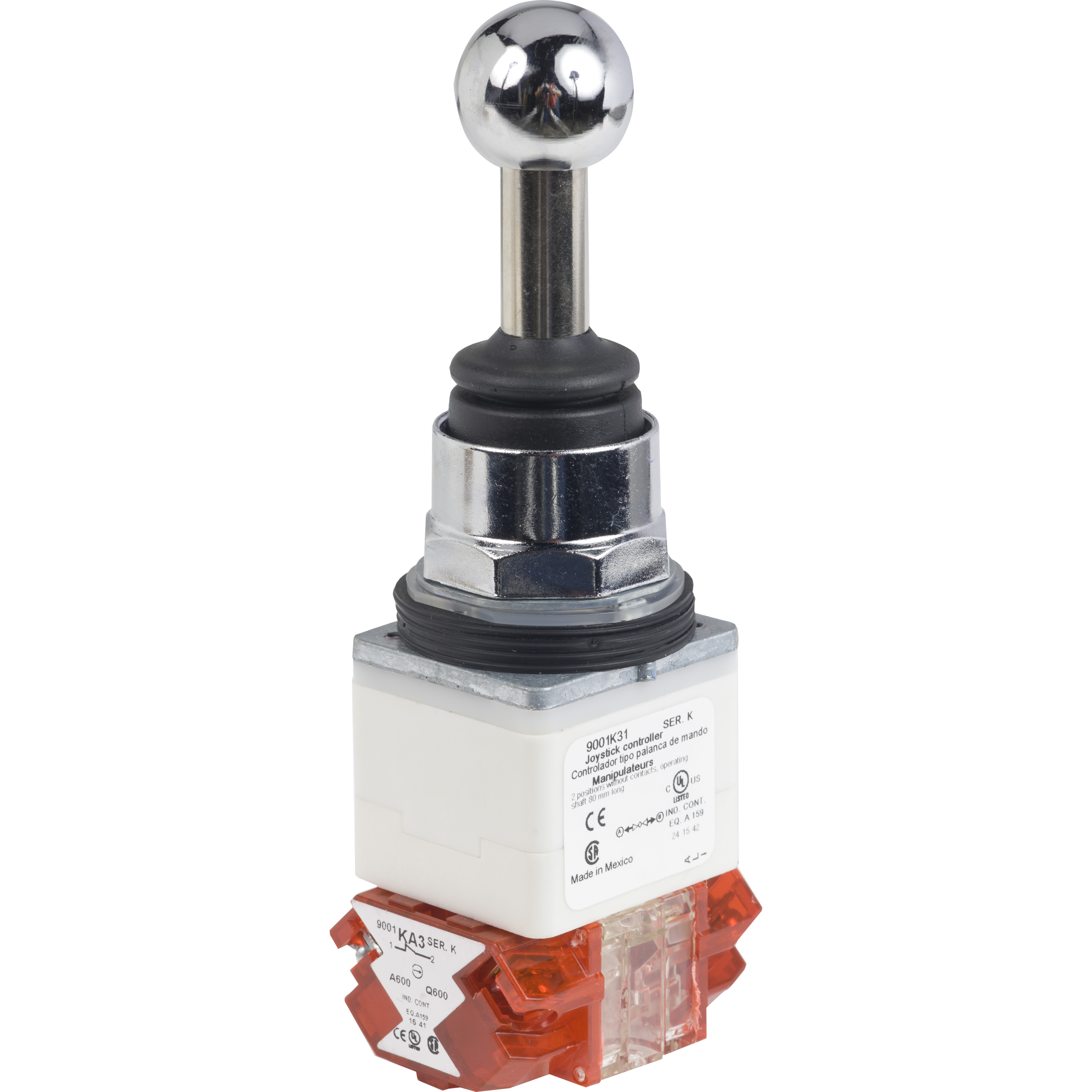 Joystick controller, Harmony 9001K, metal, 30mm, 2 directions, spring return to center, 2 NC