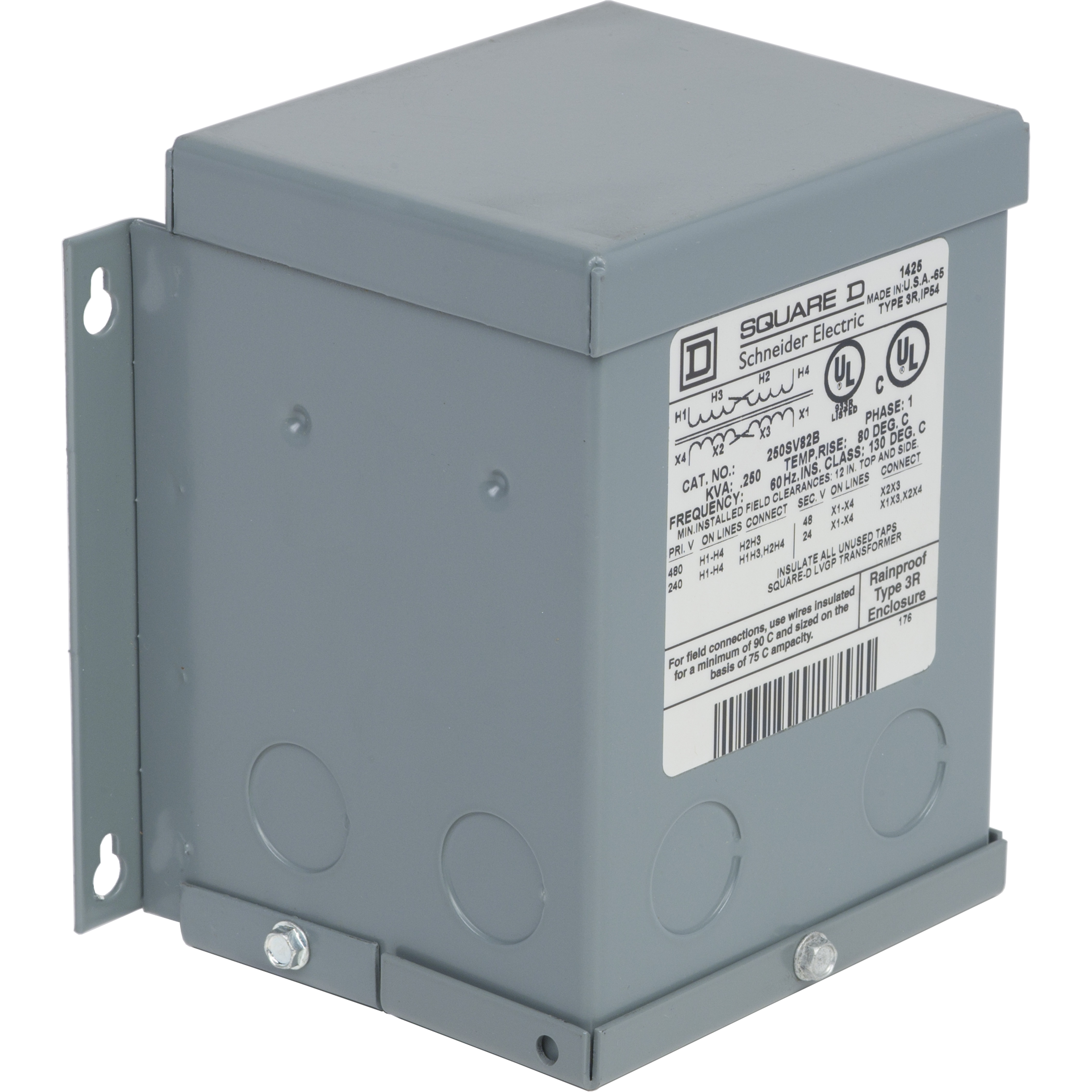 Transformer, buck boost, encapsulated, 0.25kVA, 1 phase, 240x480V primary, 24/48V secondary, NEMA 3R, 80C rise
