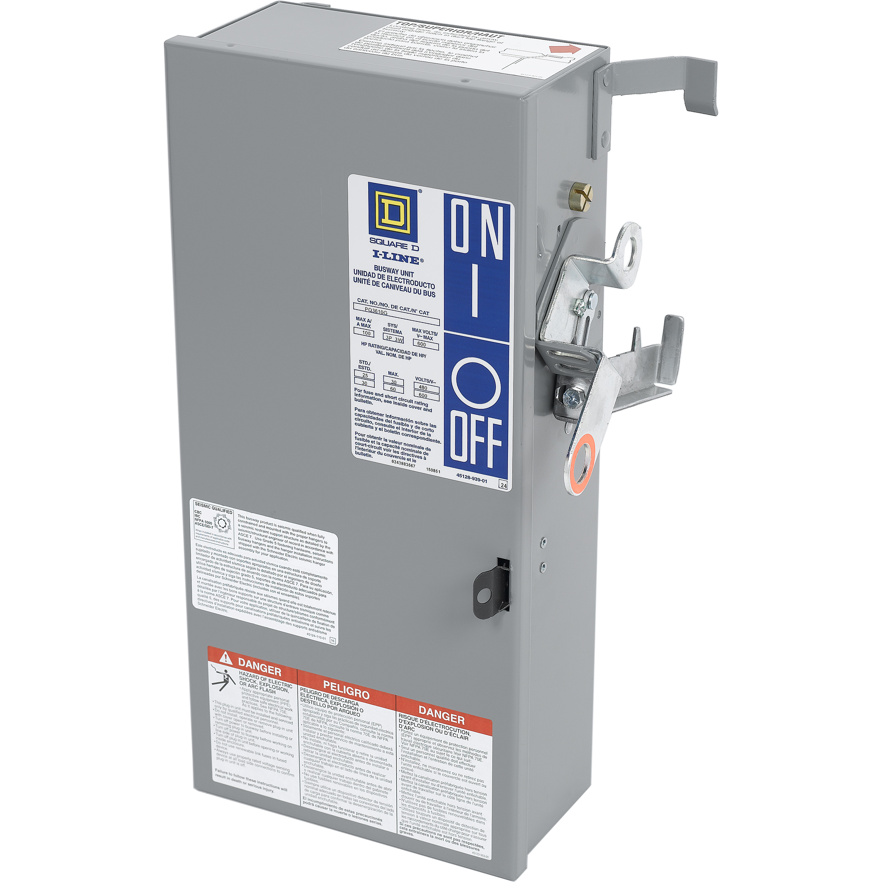 Busway, I-Line, Fusible plug in unit, 100A, 600V, 3 pole, Class H fuse