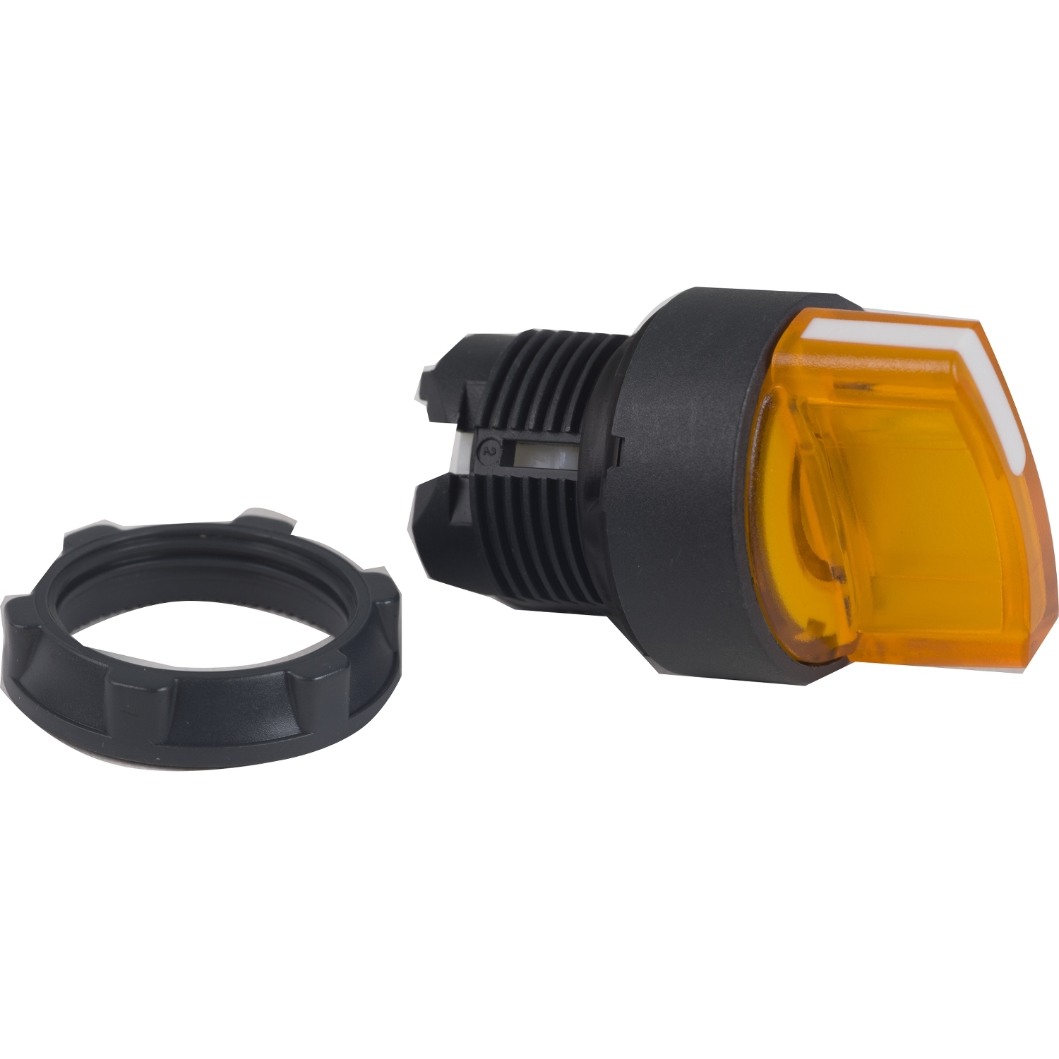 Head for illuminated selector switch, Harmony XB5, dark grey plastic, orange handle, 22mm, universal LED, 2 positions