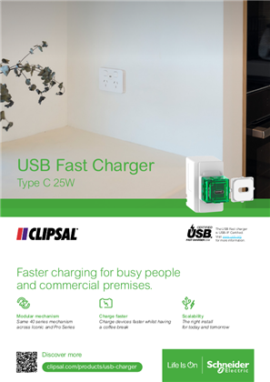 Clipsal, USB type C fast charger flyer
