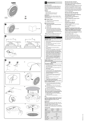 Install and user guide, Clipsal, CE200N and CE250N ceiling mounted exhaust fan