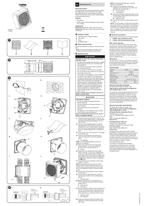 Install and user guide, Clipsal, 7106AN and 7108AN wall exhaust fan with pull cord