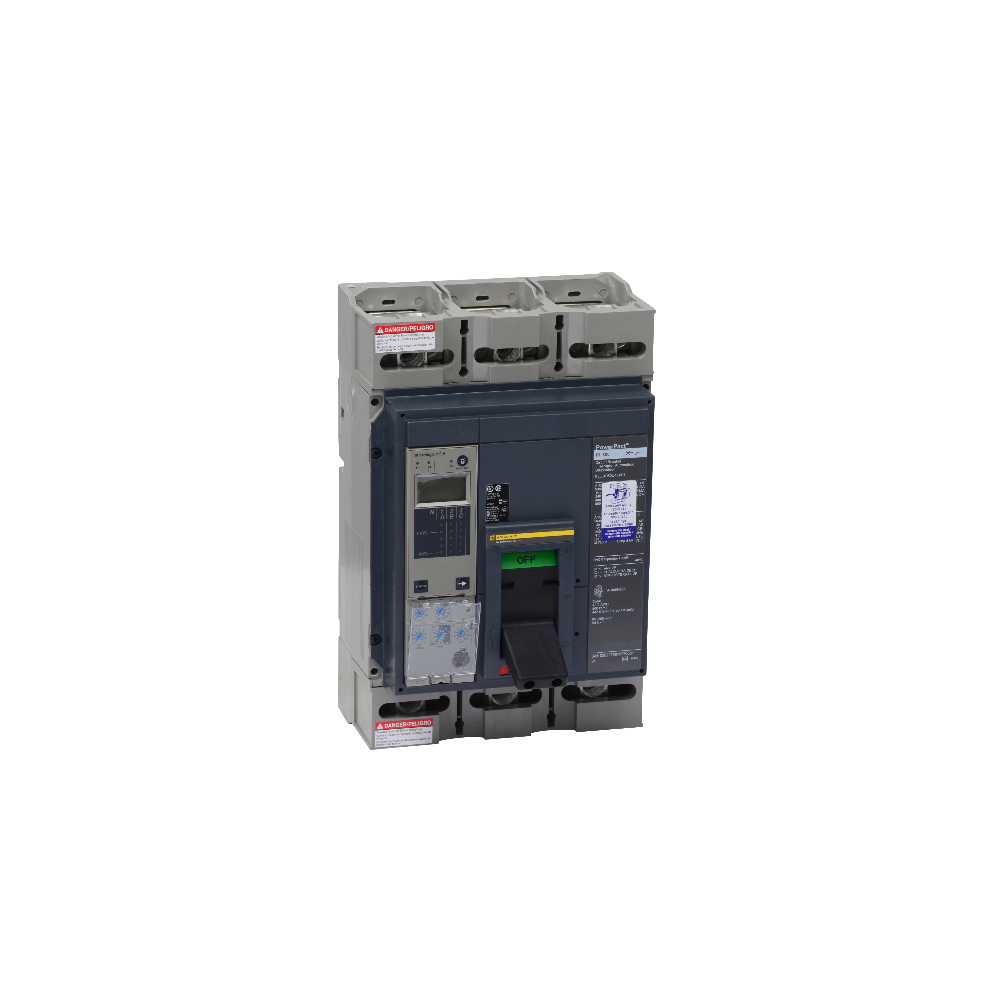 Circuit breaker, PowerPacT P, 600A, 3 pole, 600VAC, 18kA, lugs, Micrologic 6.0A, 100%