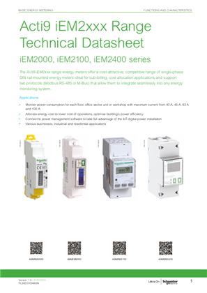 Acti9 iEM2xxx Range Technical Datasheet