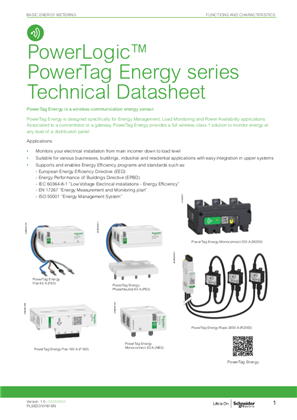 PowerLogic PowerTag Energy series Technical Datasheet
