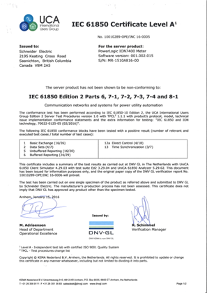 PM8000-IEC61850 Certificate