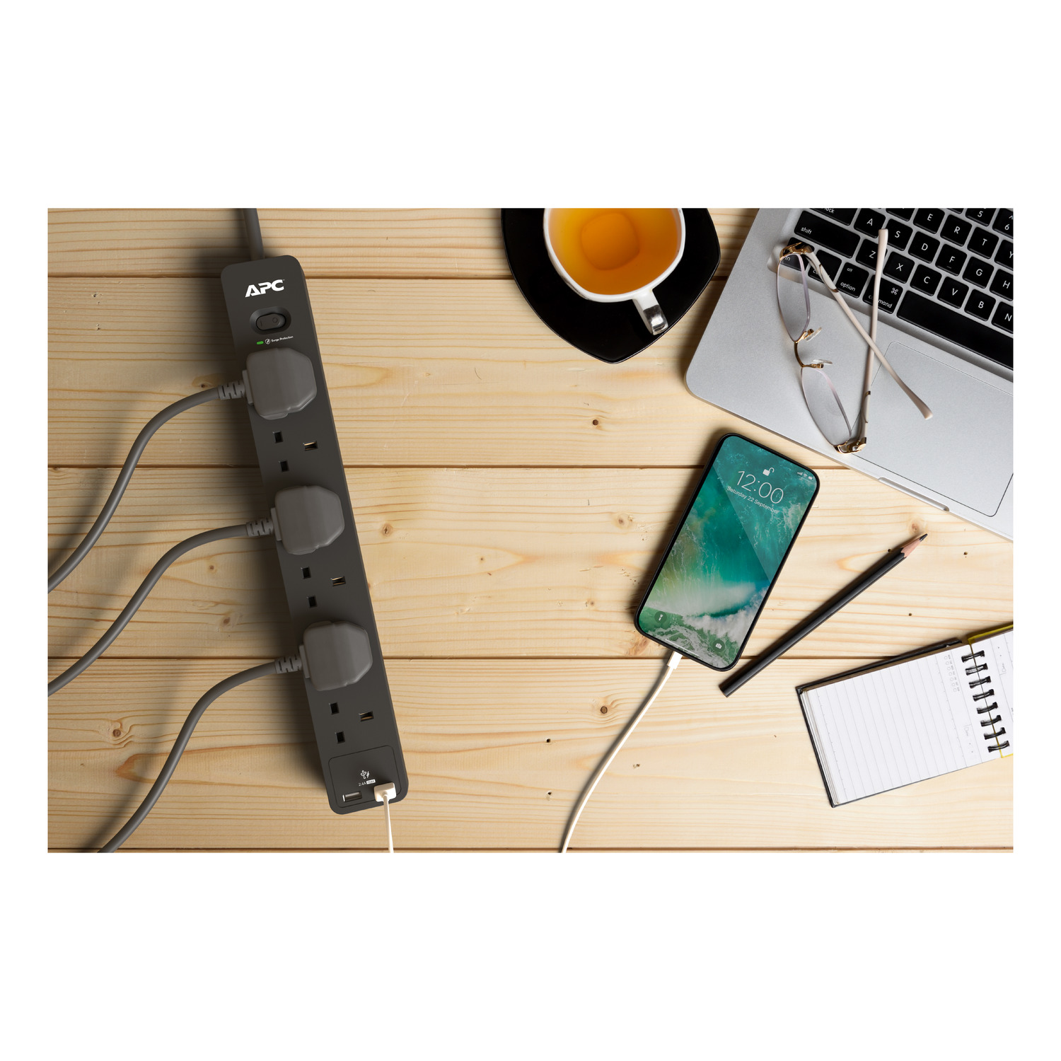 APC SurgeArrest Essential Surge Protector, 6x BS1363 Outlets, 760