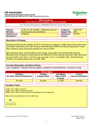 TeSys Deca 115-150A substitution with Deca Advanced 