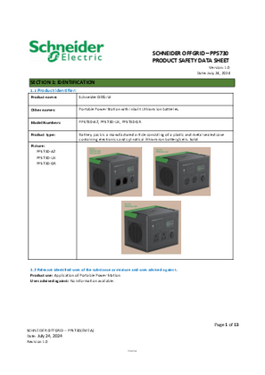 Schneider Off Grid- PPS730_EMEA_EN SDS_V1.0
