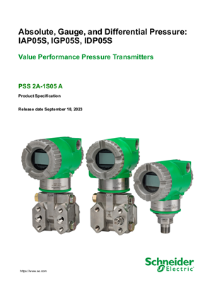 Value Performance Pressure Transmitters: IAP05S, IGP05S, IDP05S