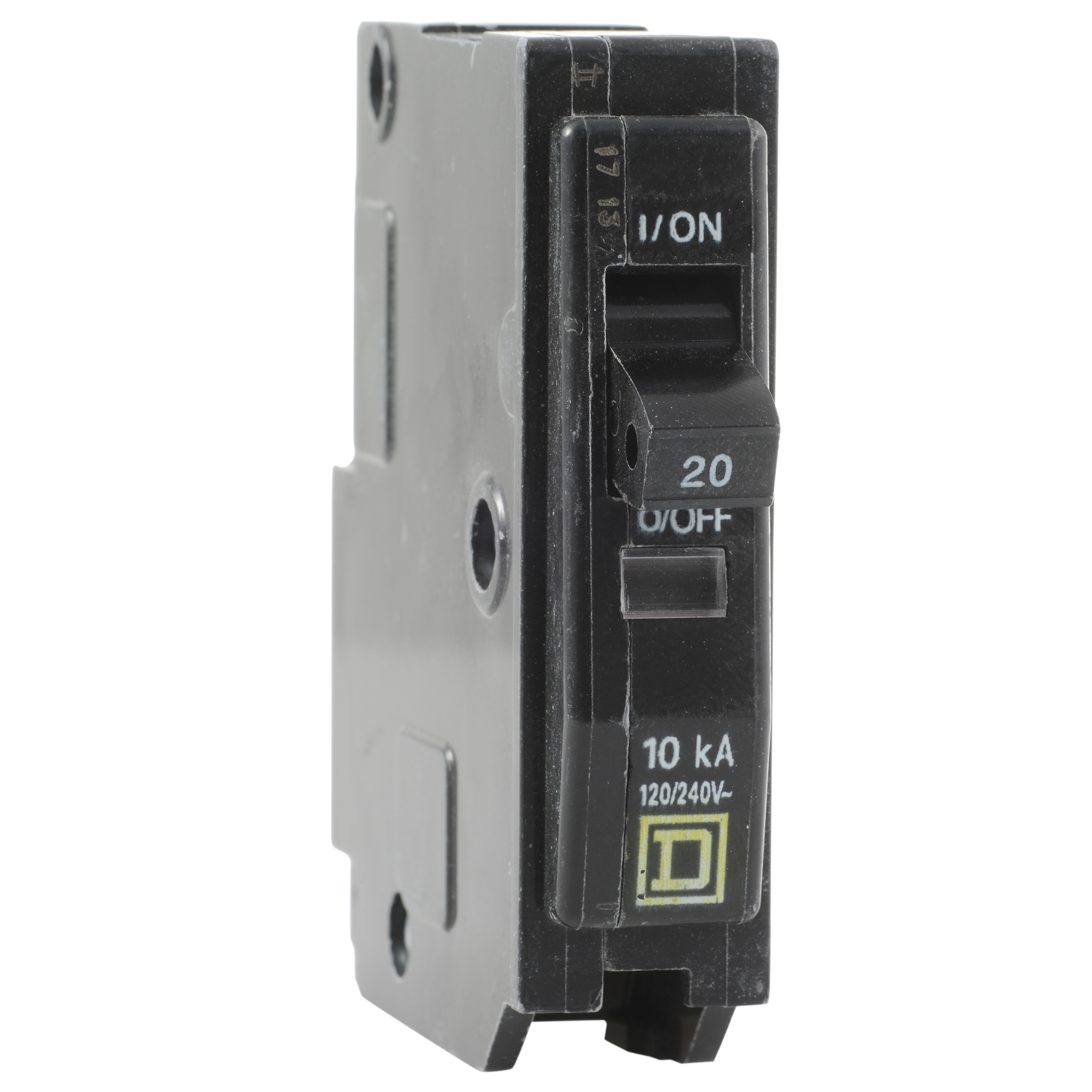 Mini circuit breaker, QO, 20A, 1 pole, 120/240VAC, 10kA, plug in