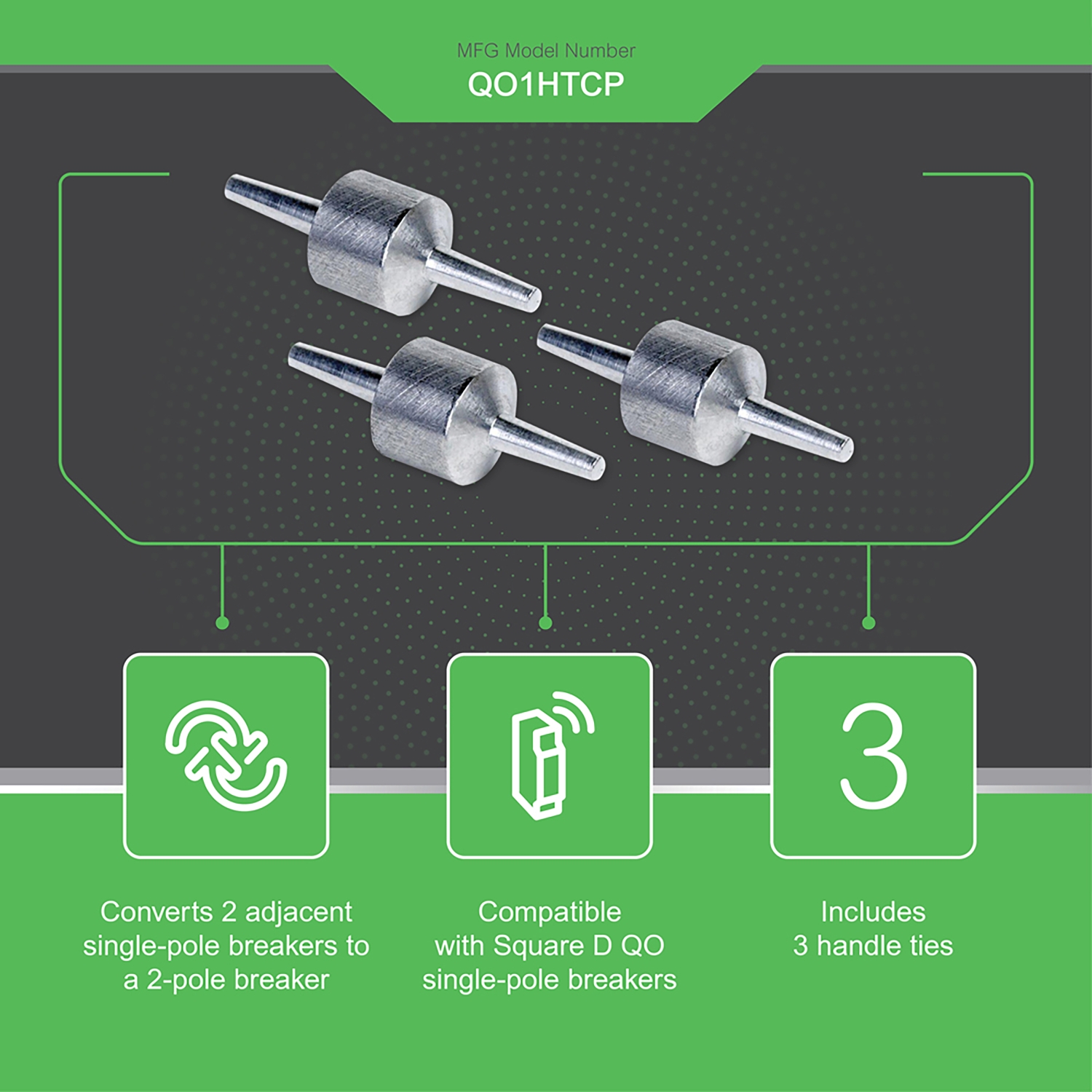 QL2HT Eaton Bab/QC Handle Tie For 2 1 Pole Units