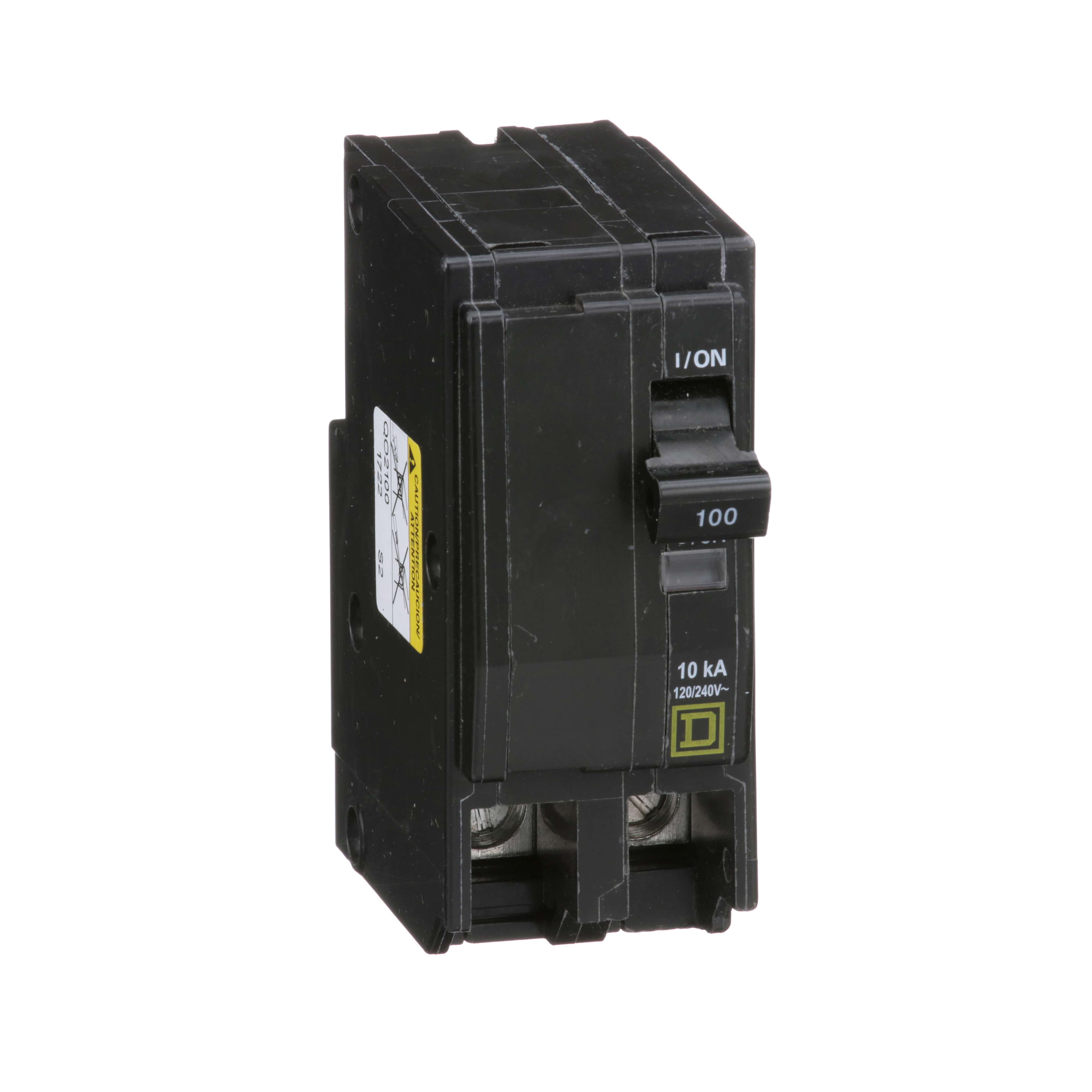 Mini circuit breaker, QO, 100A, 2 pole, 120/240VAC, 10kA, plug in