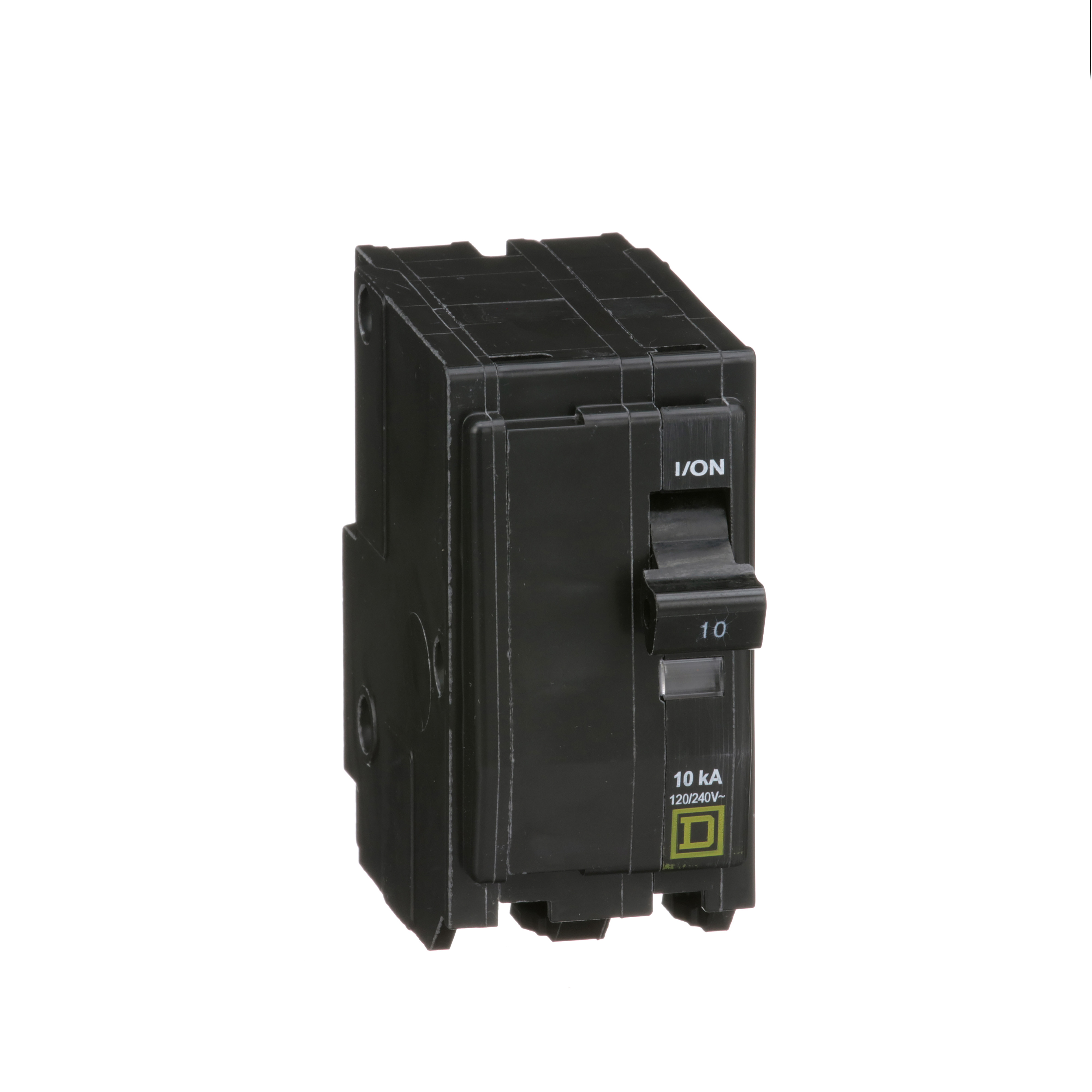 Mini circuit breaker, QO, 10A, 2 pole, 120/240VAC, 10kA, plug in