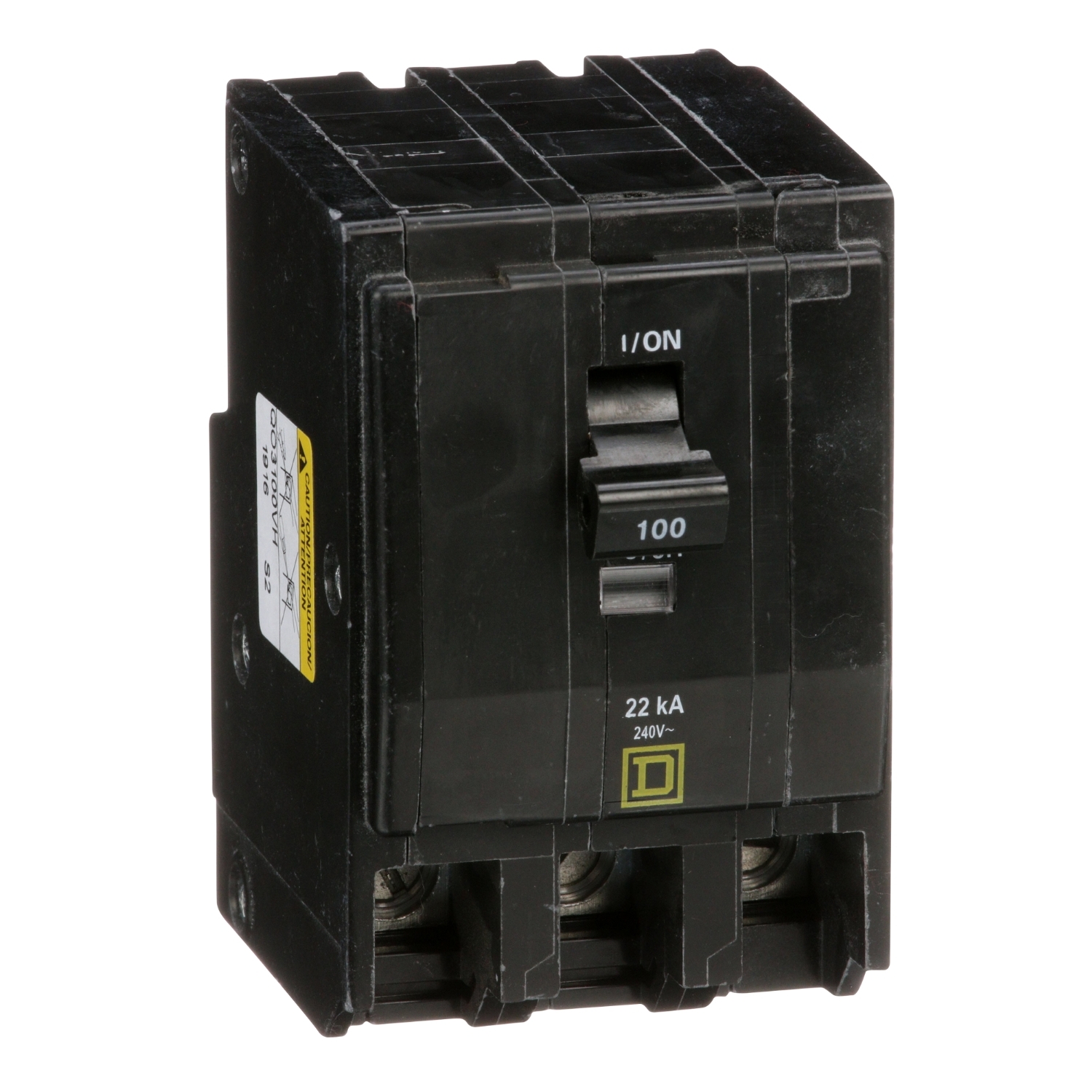 Mini circuit breaker, QO, 100A, 3 pole, 120/240VAC, 22kA, plug in