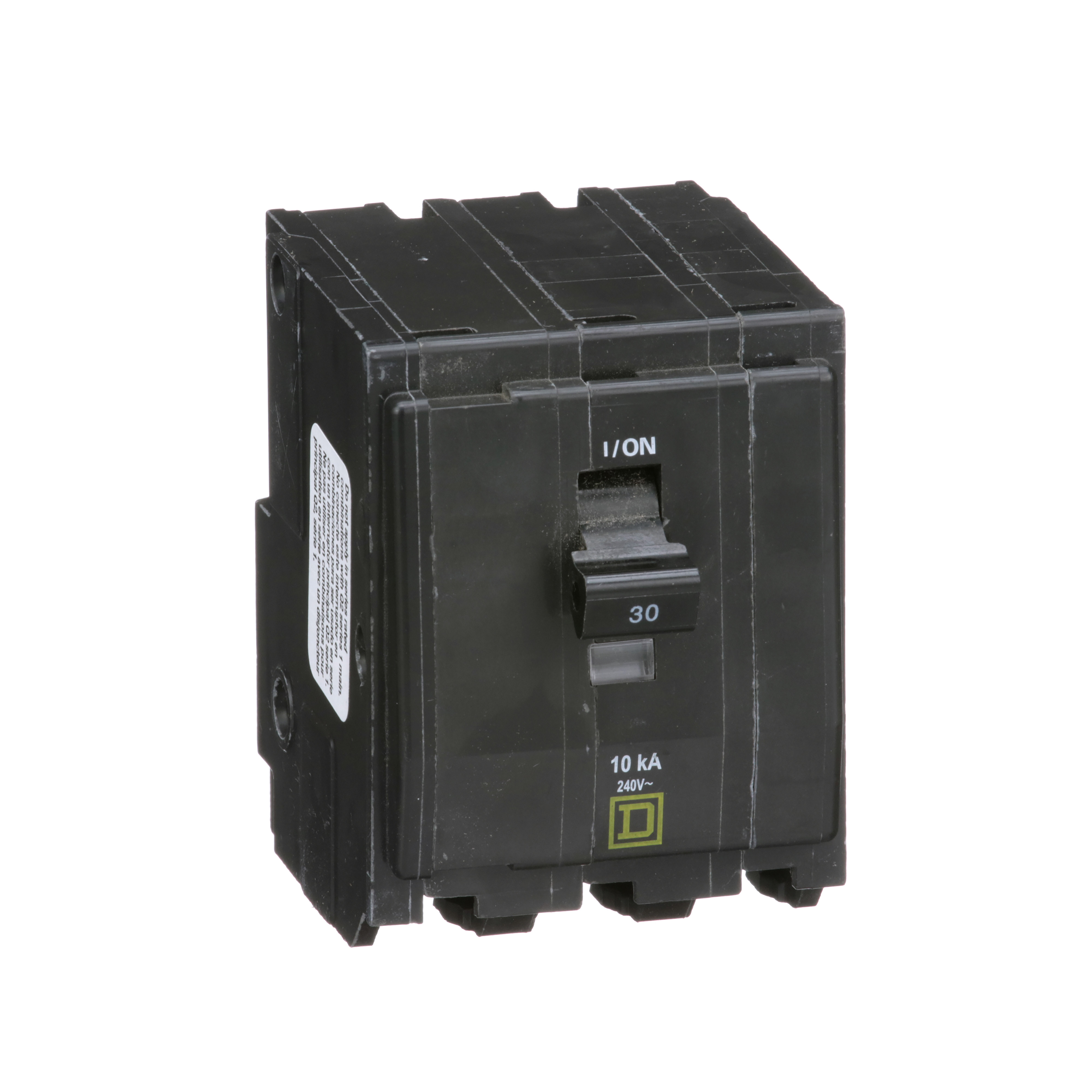 Mini circuit breaker, QO, 30A, 3 pole, 120/240VAC, 10kA, plug in