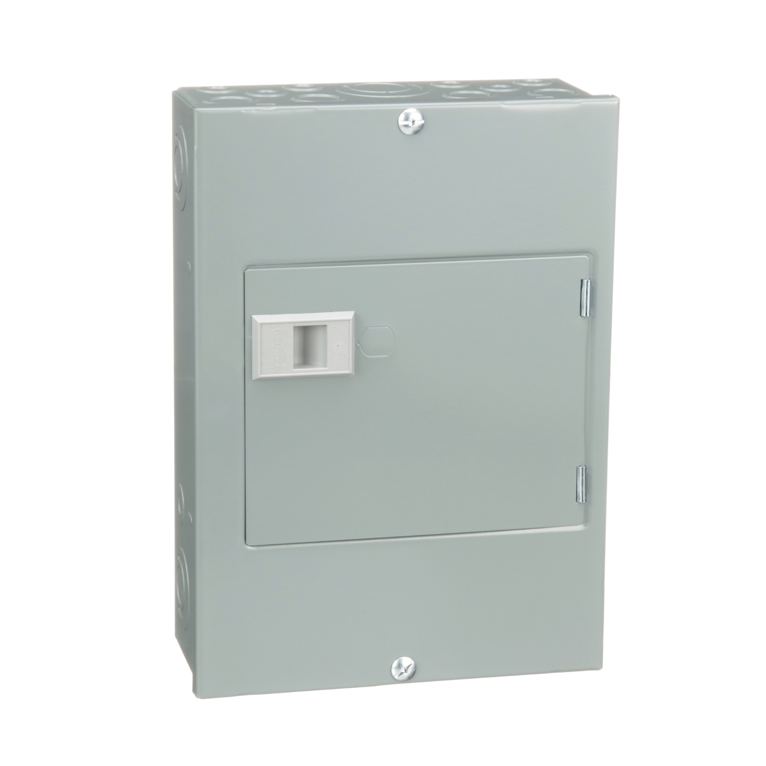 Load center, QO, 1 phase, 6 spaces, 12 circuits, 100A fixed main lugs, NEMA1, door surface cover, UL