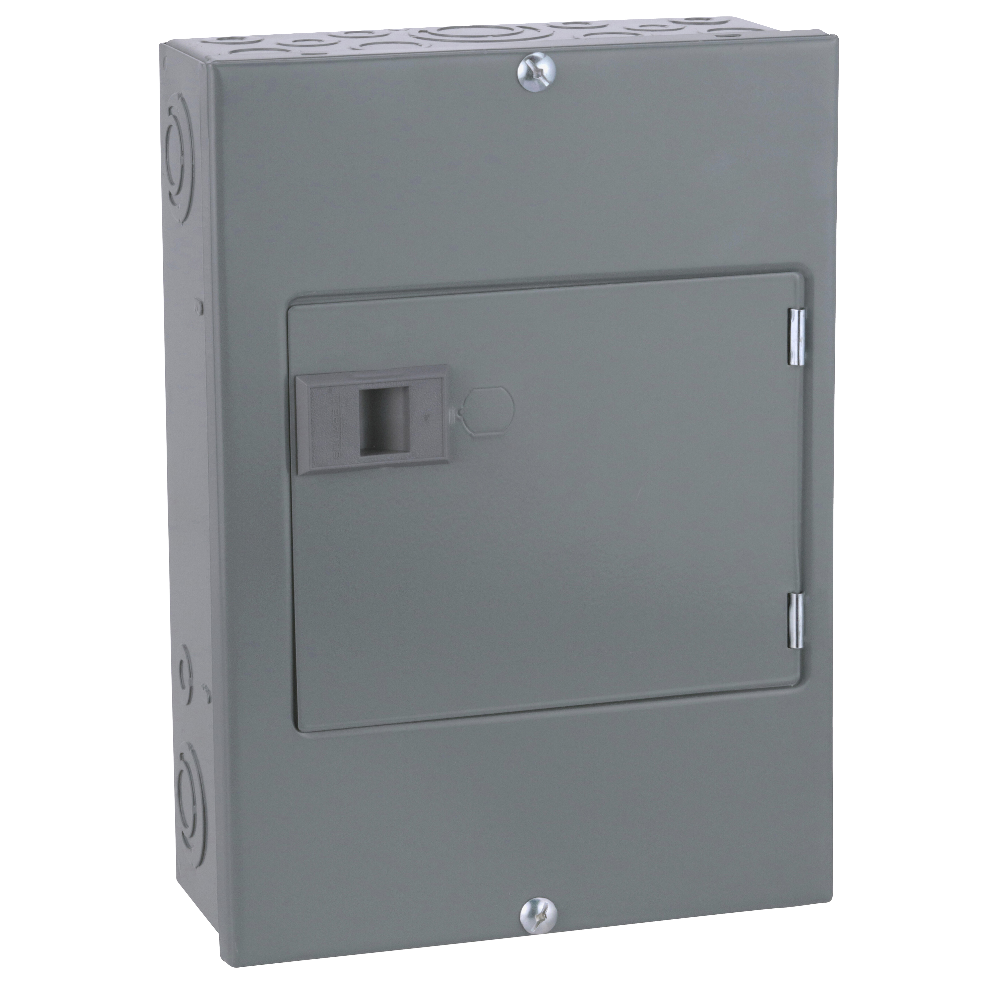 Load center, QO, 1 phase, 8 spaces, 16 circuits, 100A fixed main lugs, NEMA1, door surface cover, UL