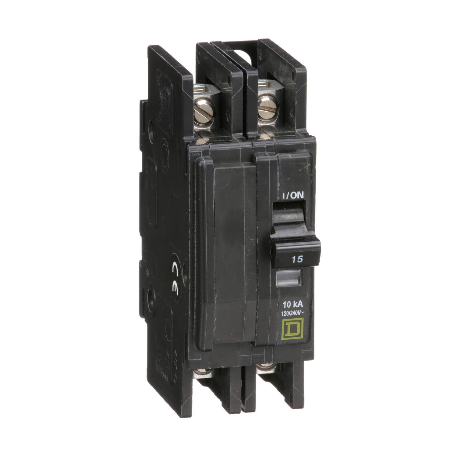 Mini circuit breaker, QOU, 15A, 2 pole, 120/240VAC, 10kA