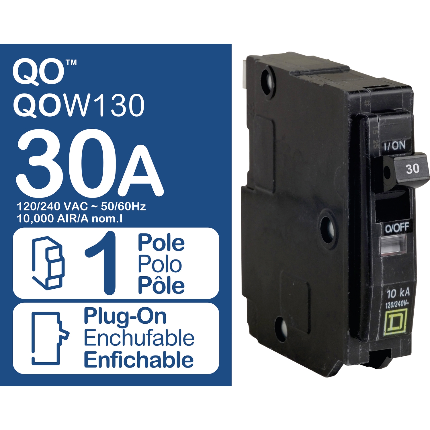 Square D Double Pole 30 Amp QO Plug-On Circuit Breaker