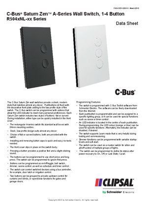 Technical Datasheet for the R504xNL_Series of C-Bus Switches