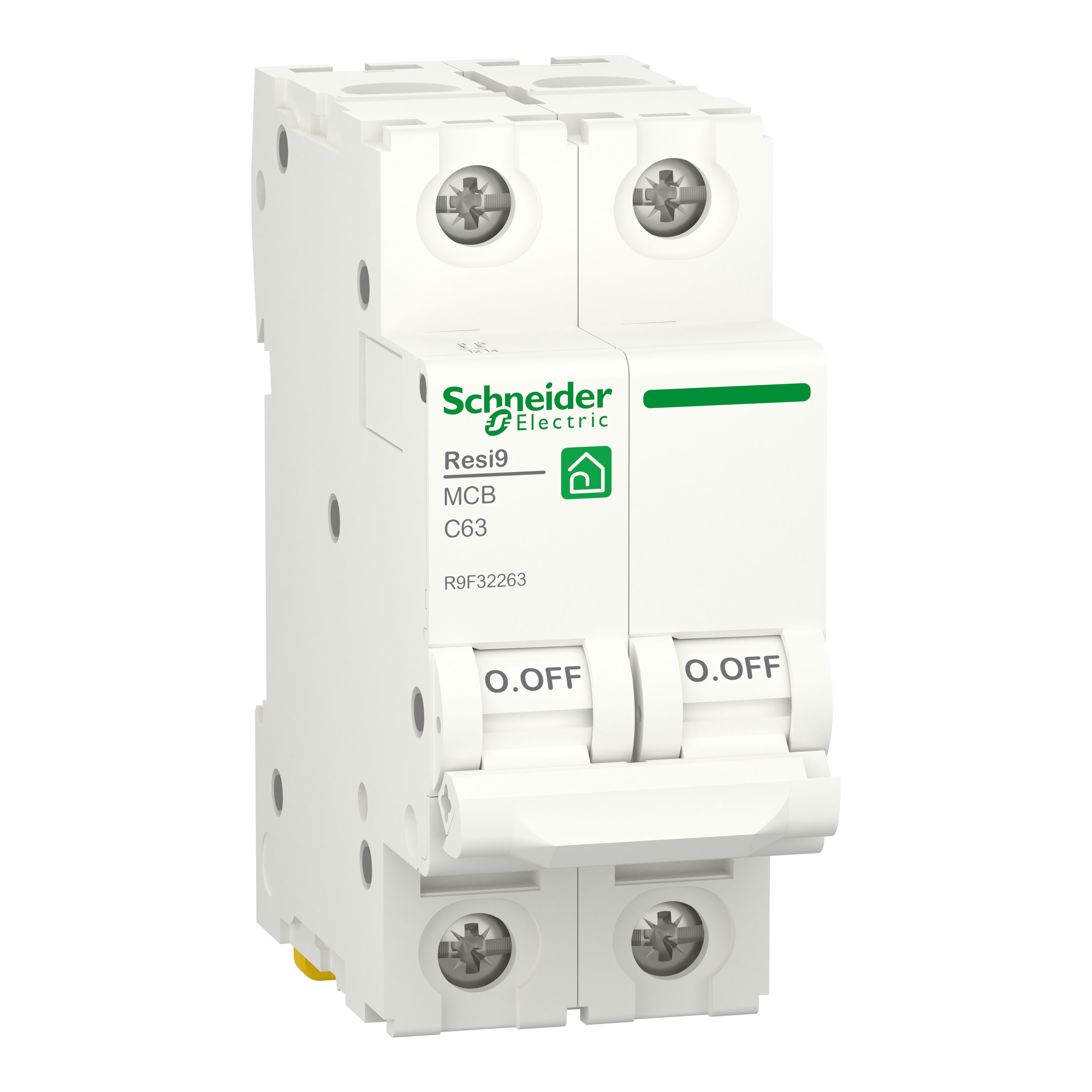 Miniature circuit breaker (MCB), Resi9, 2P, 63A, C curve, 4500A (IEC/EN 60898-1)