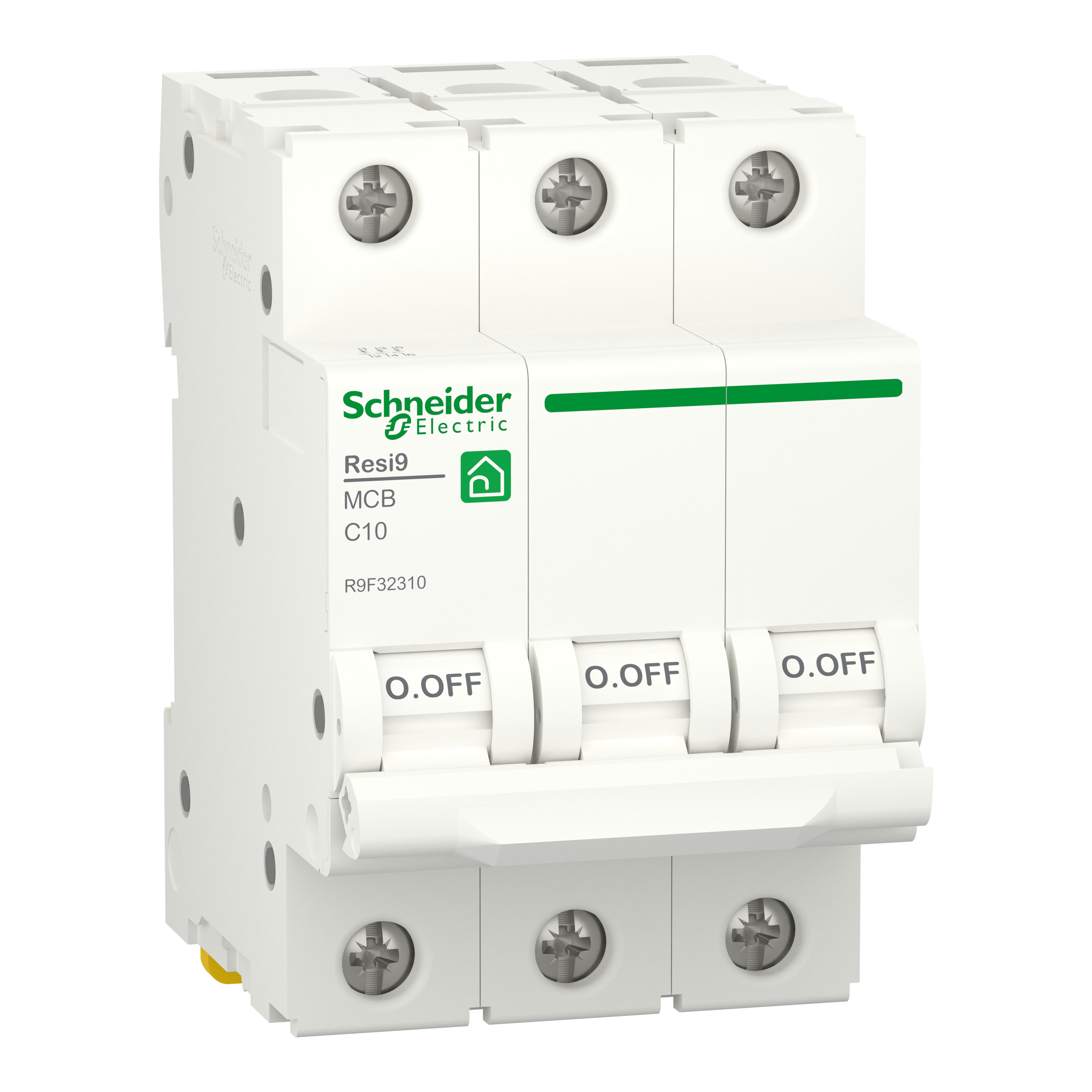 Miniature circuit breaker (MCB), Resi9, 3P, 10A, C curve, 4500A (IEC/EN 60898-1)