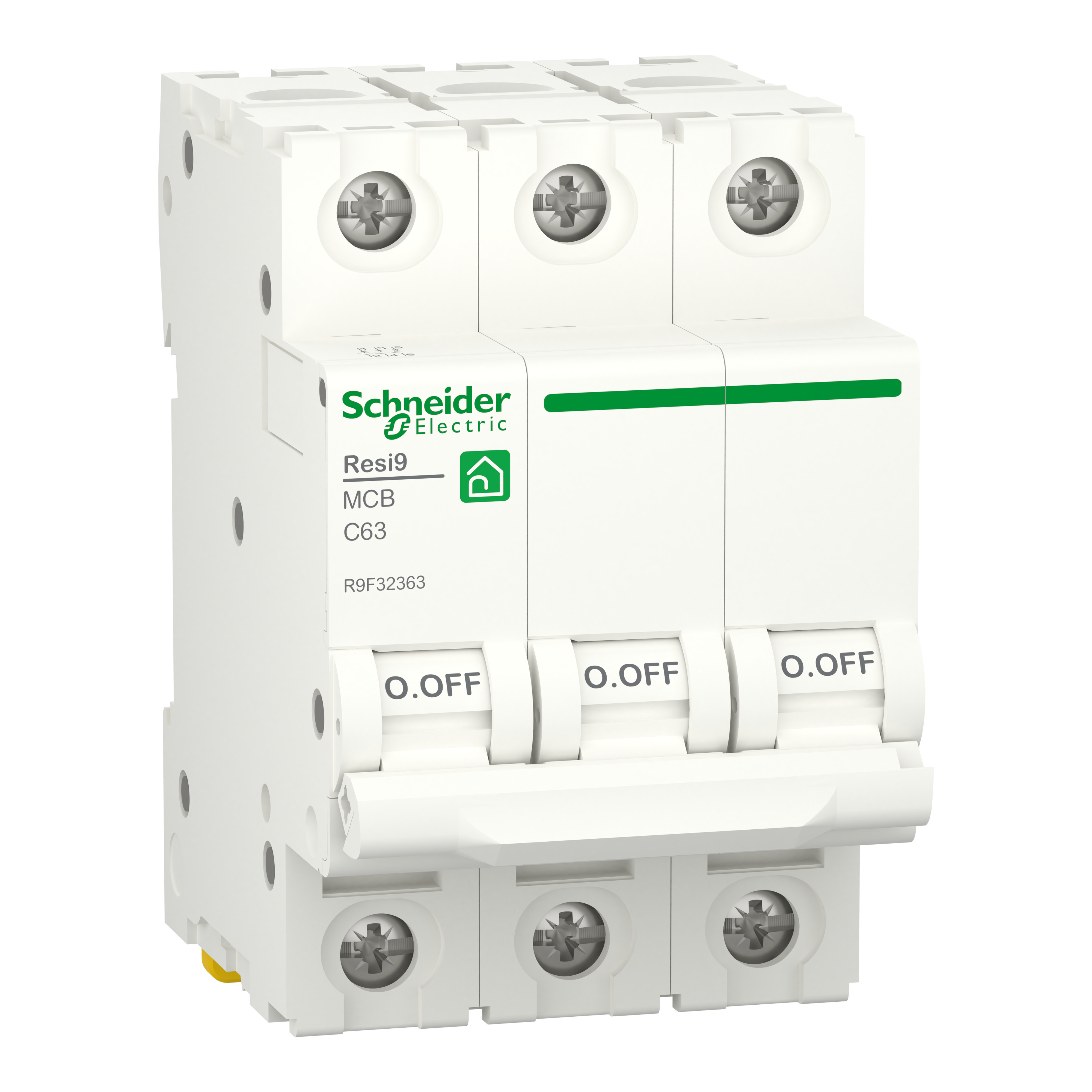 Miniature circuit breaker (MCB), Resi9, 3P, 63A, C curve, 4500A (IEC/EN 60898-1)