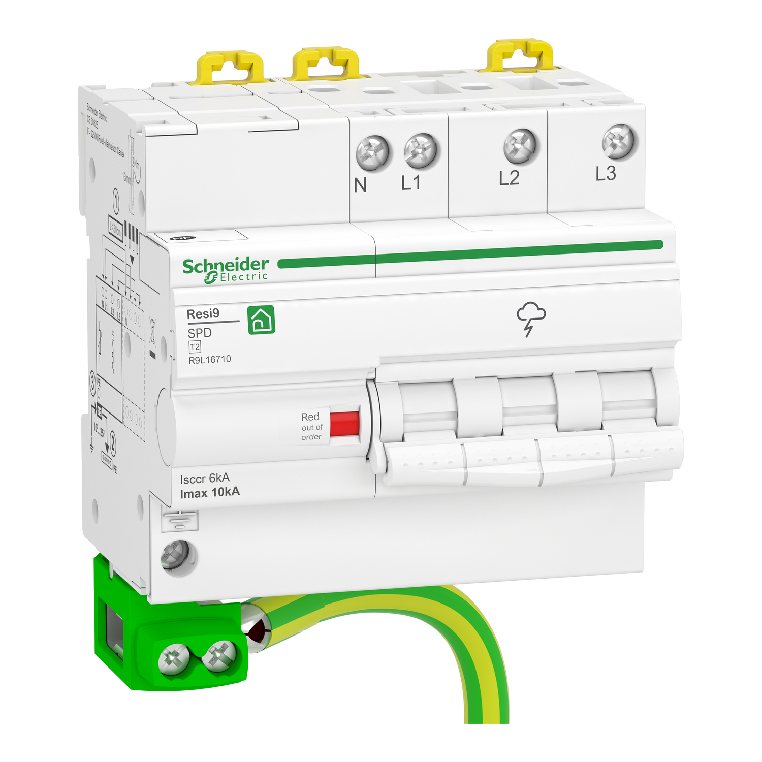 Túlfeszültség-levezető 3P+N T2 TN-S TT 230V/AC 10kA 5M Resi9 L Quick PF Schneider
